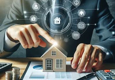 pngtree real estate investment concept man touch virtual house icon for analyzing image 15720948